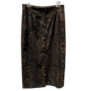 Women's Briggs Petite Maxi Skirt Size 10P  Brown/Green/Blue Paisley Like pattern